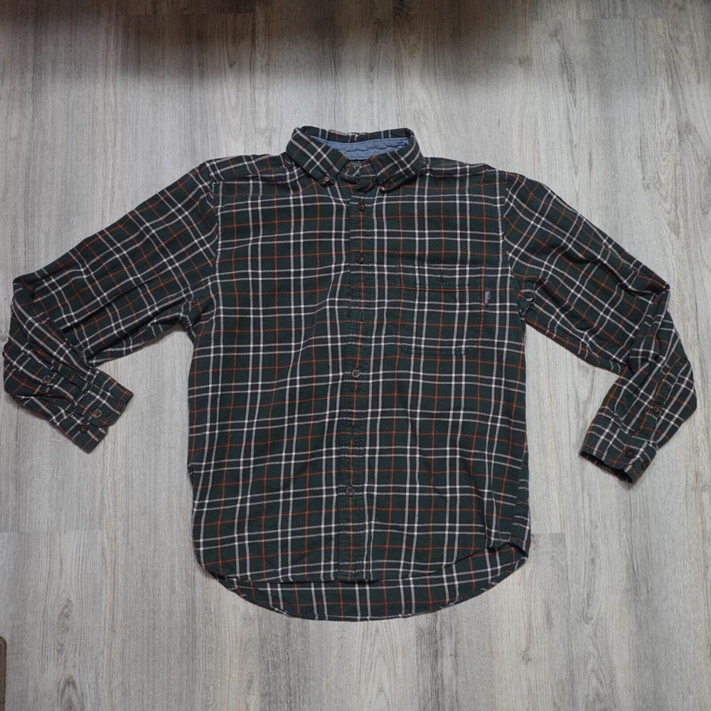Woolrich Flannel Shirt Adult Medium Green Button Plaid Long Sleeve Outdoors Men